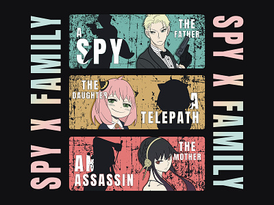 Spy x family fan art anime cartoon designer fan art graphic graphic design illustration illustrator japan manga retro tshirt