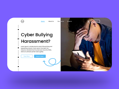Cyber Bullying Website Hero Section. animation branding cyber cyber attack cyber bullying cyber bullying concept design graphic design home page illustration landing page landing page design logo motion graphics socal ui ui.ux ux vector web design