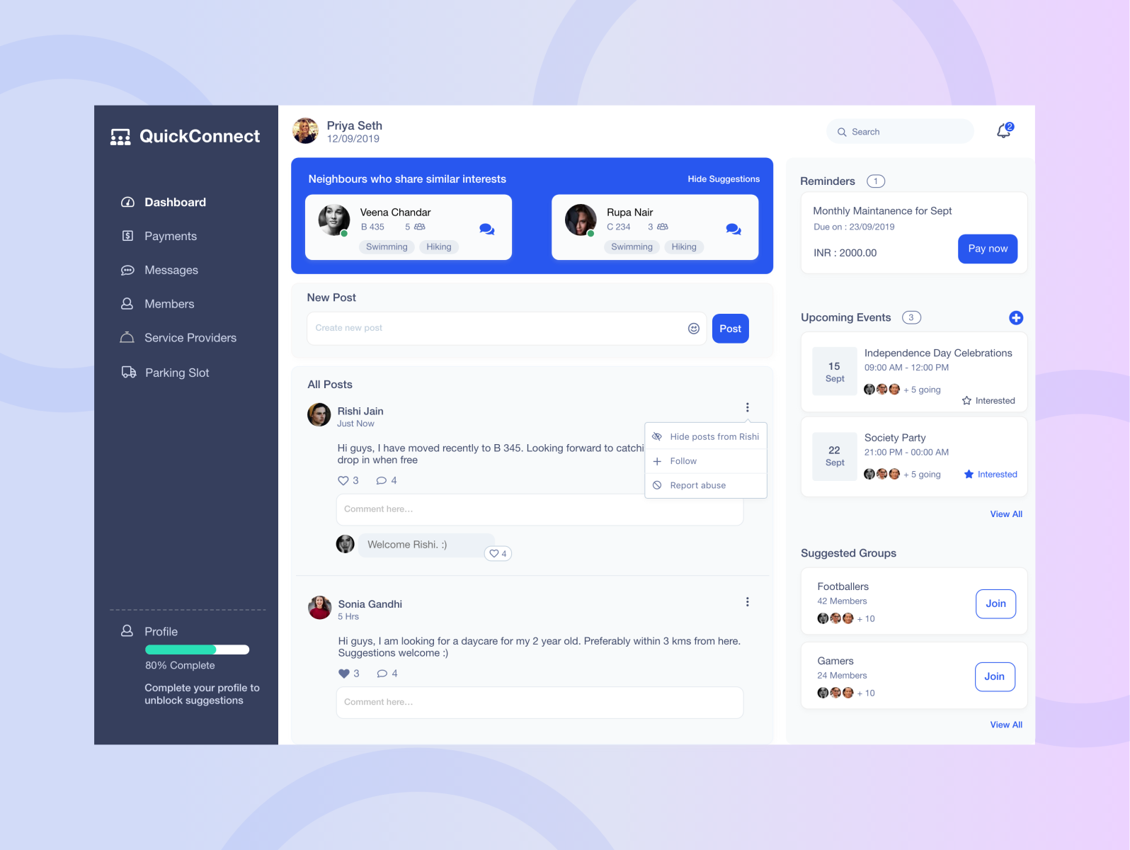 Community Dashboard by Padmavathi Kandadai Venkatesh on Dribbble