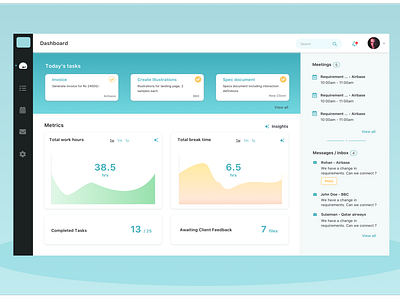 Freelancer's dashboard concept conceptual dashboard dashboard ui metrics tasks tracking