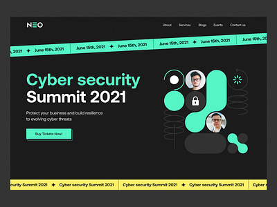 Web design: Cyber security, Landing Page , hero section event home landing pages online security summit webdesign website