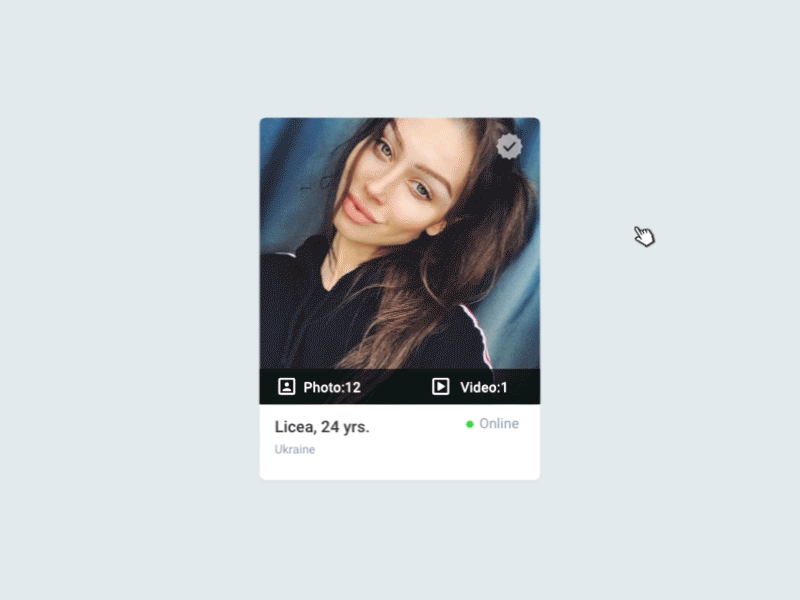 Profile card animation card css dating design hover like profile sex website wink