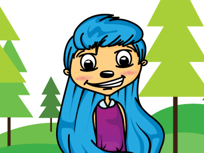 Blue blue character character design character illustration cute garden girl illustration landscape shy shy girl tree