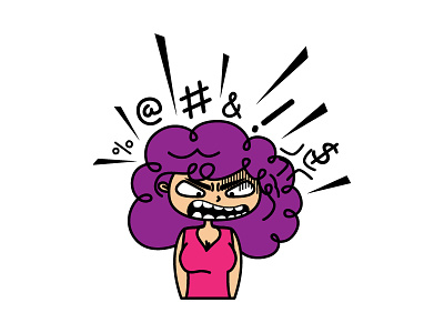 Curly angry girl angry teen cartoon girl curly curly hair cutie girl girl illustration pink girl tantrum teen girl