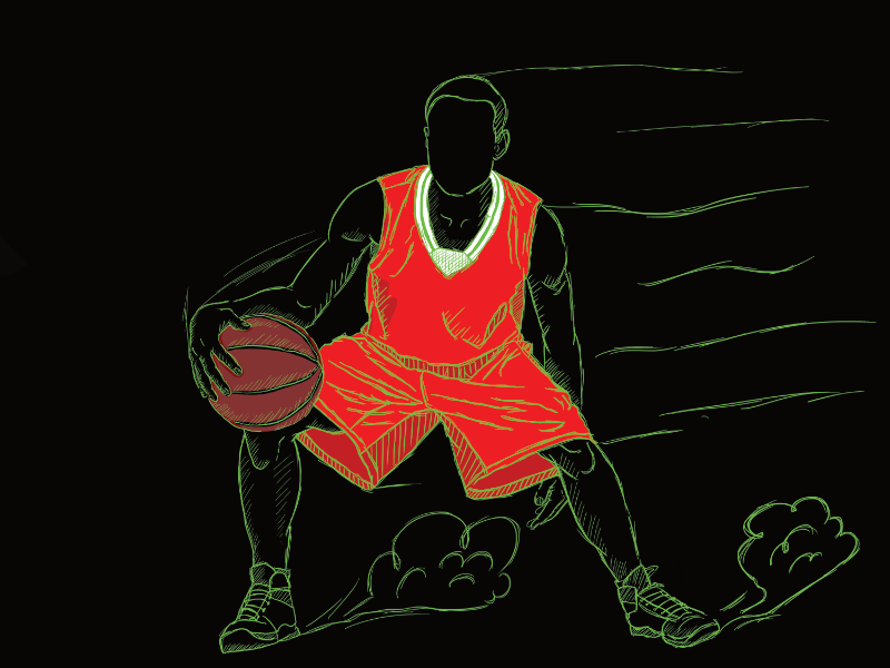 Basketball UNMASKED basketball player dribble sports spirit sports illustration game basketball unmasked affinity designer