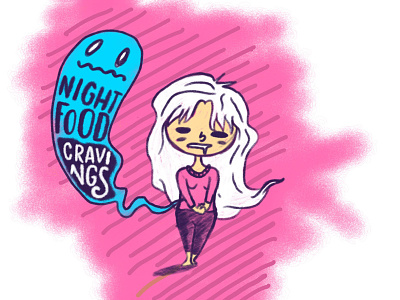 D1 - Night Food Cravings 30dayschallenge character challenge character design cravings design challenge doodles food food cravings girl character hungry ilustrations