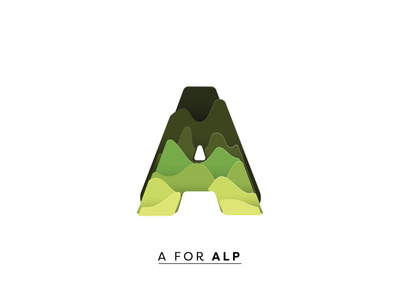 A for Alp 3d lettering alp alpaca cardboard paper design craft design design hand lettering hills letter design letter love lettering mountains