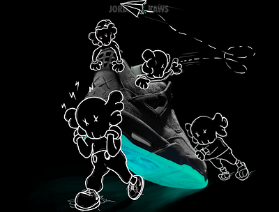 Jordan 4 X Kaws !!! 3d branding design graphic design shoes