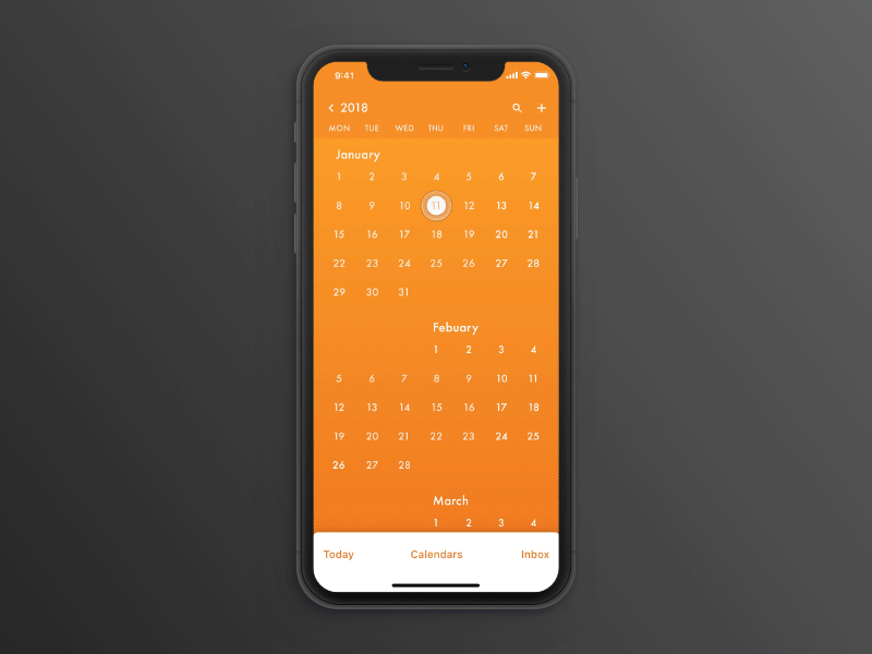 Calendar concept iphone x mobile mobile ui ui