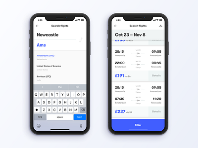 Flight results app clean color design flagship flat flights interface ios iphone x layout mobile mobile ui typography ui uidesign ux uxd
