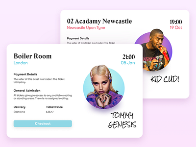 Tickets for Tommy clean design illustration interface layout mobile mobile ui typography ui ux