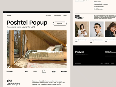 Poshtel - Homepage Explorations corporate design editorial interface minimal platform simple ui ux web website