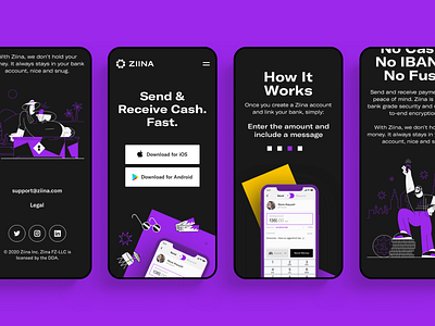 Ziina - Landing Page app application branding design finance interface payment platform tech ui web website
