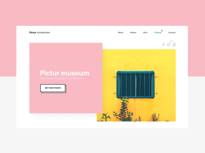 Pictur Photo Museum Animated animation colors minimal parallax pastel principle ui ux web