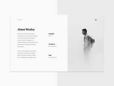 Portfolio About Page about minimal portfolio ui web