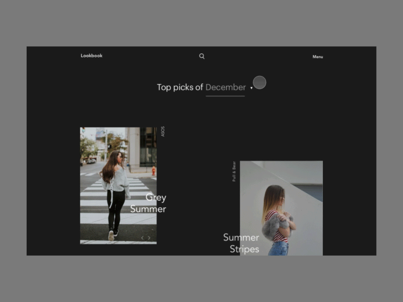 Lookbook Menu Exploration dark exploration fashion interface lookbook menu motion web