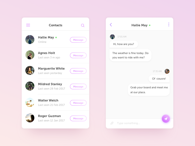 Contacts & Chat by Valeria Terekhina on Dribbble