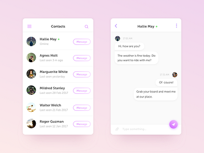 Contacts & Chat app chat contacts ios list message mobile navigation social ui