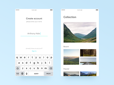 Sign Up & Collection android app feed ios mobile navigation photos profile sign in sign up social ui