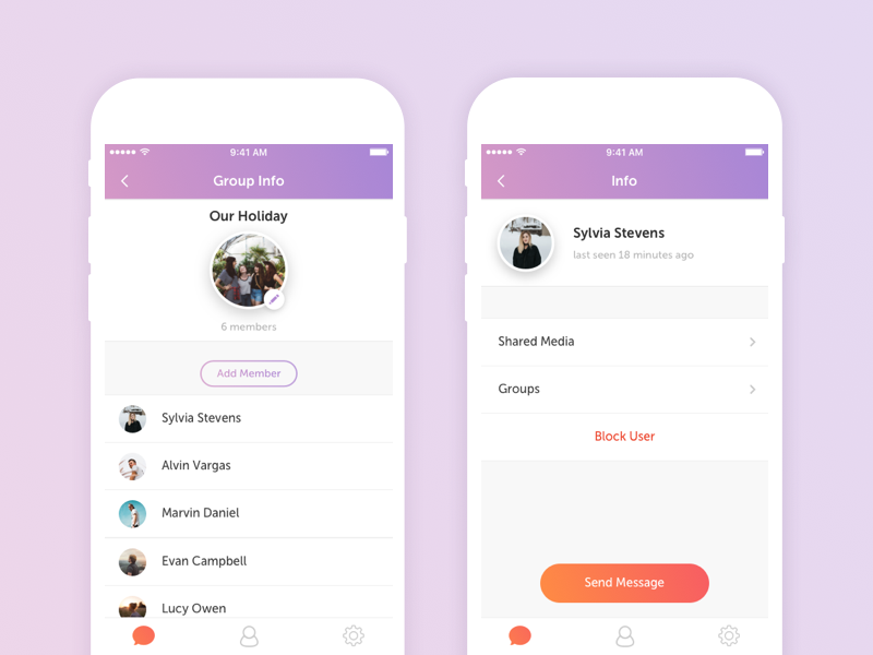 Chat | Group & Profile Info by Valeria Terekhina on Dribbble