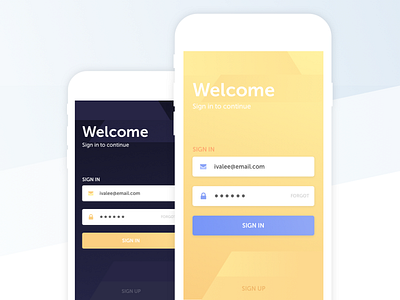 Sign in Screen ios log in mobile sign in sign up social start ui welcome