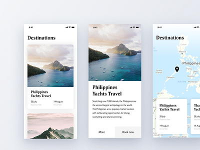 Choose your destination booking cards choose concept ios map photo travel ui