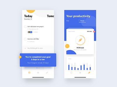 Task Manager cards design goal illustration ios list mobile planner productivity shedule stats task tips todo todo app ui