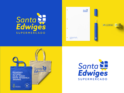 Santa Edwiges bag blue branding logo logo design logotype minimalist supermarket yellow