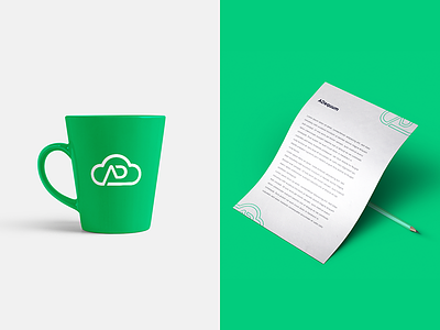 ADequum Identity cloud cup design green letterhead simple
