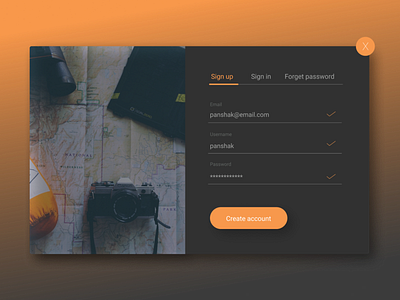 Sign up form. Daily UI #001 daily ui dark figma form orange registration registration form sign up form ui user interface ux