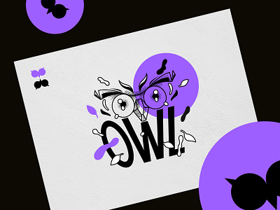 Owl One shot ✷ art brush design design art engraving graphic design graphisme illustration letter owl owl logo procreate purple type typography work