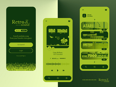 Retro sound ♪ - Ui concept application brand design gameboy graphisme green icons interface interface design logo mobile music music app music player pixel pixelart ui ux uxui work