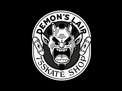 Demon's Lair - 75Skate shop badge badgedesign brand branding demon design evil graphisme icon illustration shop skate skateboard sketch type typography vector work