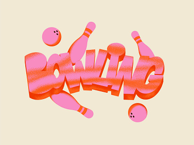 Bowling ! 3d bowling customfont design design art draw font grain grain texture graphisme hobbies illustration letter pink shapes texture type typography vector work