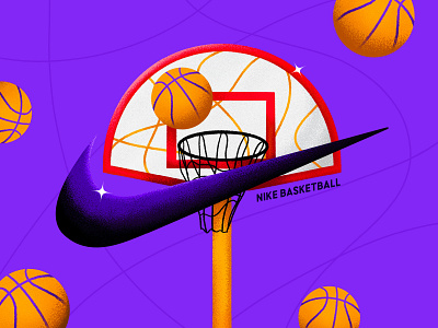 Nike basketball ✺ art basket basketball brand design design art grain graphisme illustration line logo nike procreate shapes shoot sport stars texture type work