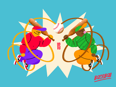 Baseball Versus ! ball baseball baseball bat character characterdesign colors design art explosion fun graphisme illustration illustration art imagination letter sport sports design type typography versus vintage