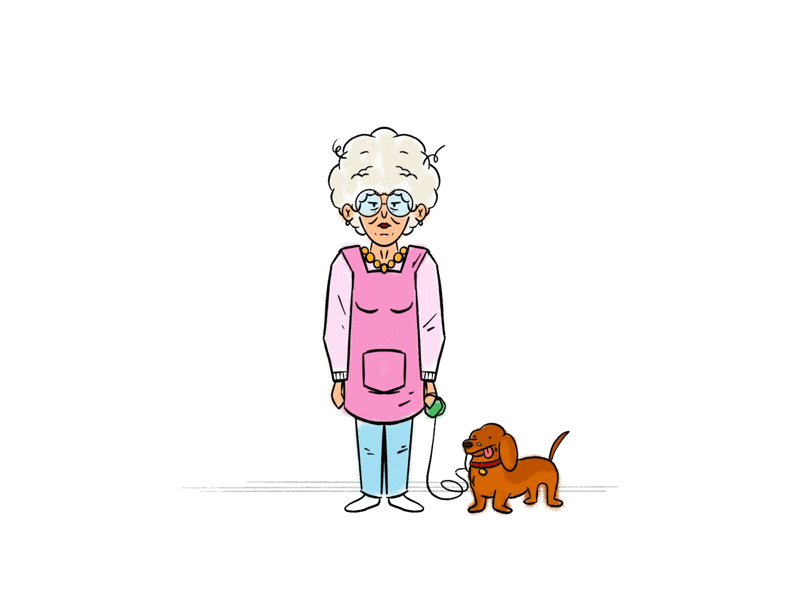 Homppy - The aunt animated animated gif animation aunt branding character character animation character design color design dog draw drawing funny grandmother graphisme illustration shapes work