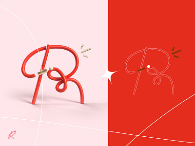 36 days of type - R ! 36daysoftype 3d design graphic design graphisme illustration letter lettre line octane pink red render type typography work