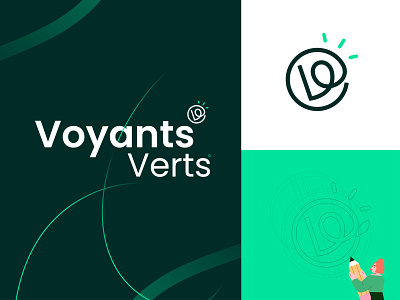 Voyants Verts® - Brand identity branding design ecology graphisme green icon identity leaf letter logo logos mark minimalist modern logo symbol type typography vector work