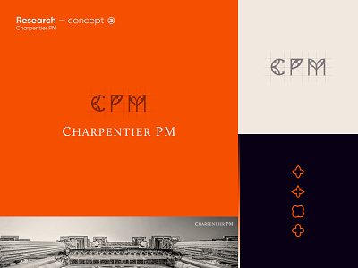 Research — Charpentier pm - concept 2 black branding design graphisme icon letter logo orange research type typography vector work