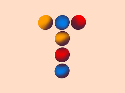 ○ T - 36daysoftype ○ 36dayoftype 3d art blue circle color design design art designer grain graphisme illustration letter orange red sphere type typography work