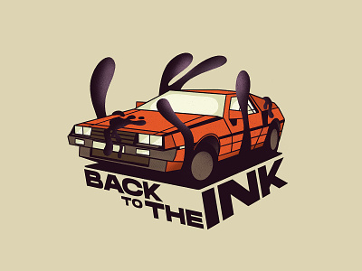 ➯ Back to the INK™ ➯ ⌚ 3d art back to the future black car design design art dolorean glasses graphisme illustration ink letter orange purple type typography work
