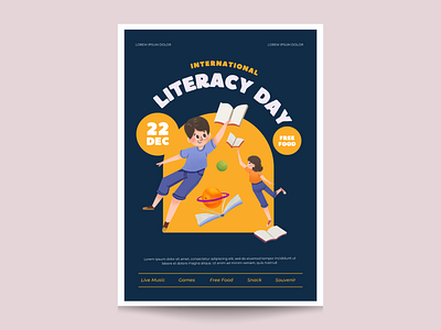 Literacy day flyer branding design flyer graphic design illustration vector