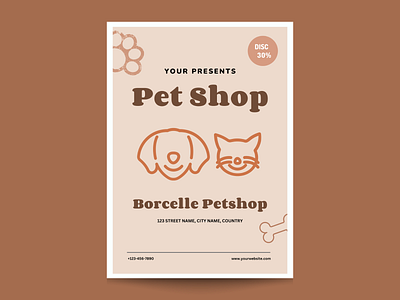 Pet shop flyer branding design flyer graphic design illustration vector