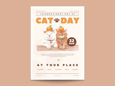 Cat day flyer branding design flyer graphic design illustration logo ui vector