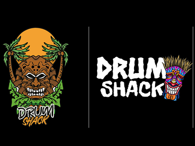 Drum Shack Tiki Style Logo Design adobe beach branding design graphic design logo summer tiki vector