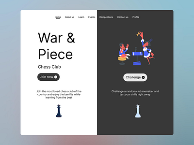 Chess club landing page chess chess club landing page ui ux web designing