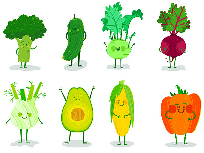 Vegetable friends cartoon characters children food friends health illustration kids vegetables