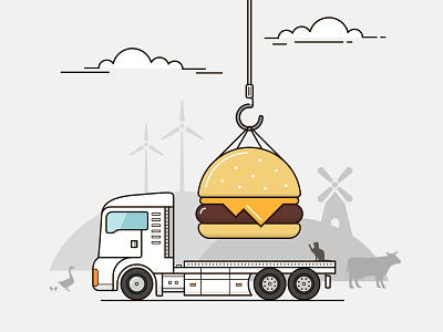ParkIn - Burger-illustration four-bureau four-buro graphic-design illustration logotype parkin pub