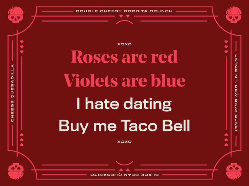Dating sucks design dribbble dribbbleweeklywarmup illustration taco typography valentines vector